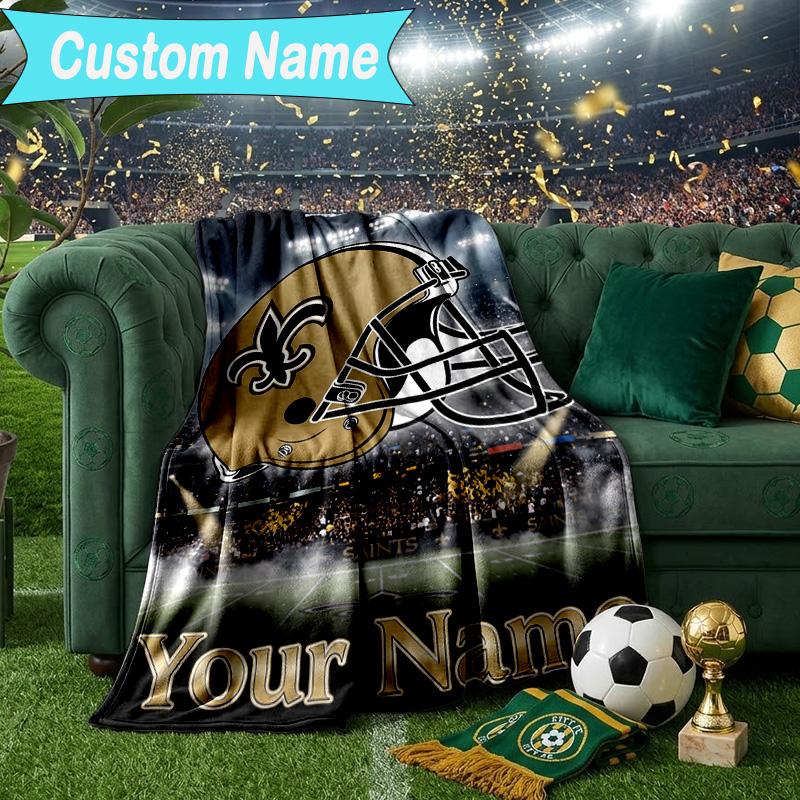 Custom Name Blanket Golden Saints Logo Blanket Bedding Blanket for Travel, Camping, Living Rooms, Offices, Sofas, Fan Christmas gift