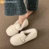 Модные женские мокасины с мехом, повседневные туфли на плоской подошве из хлопка, женская обувь 2025 года, модные зимние теплые туфли для ходьбы Мэри Джейн, Zapatillas Mujer