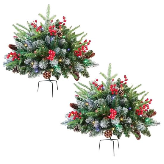 Дюймовый Подсвеченный Искусственный Рождественский Наполнитель для Урны Работающий от Батареек Предварительно Подсвеченный Рождественский