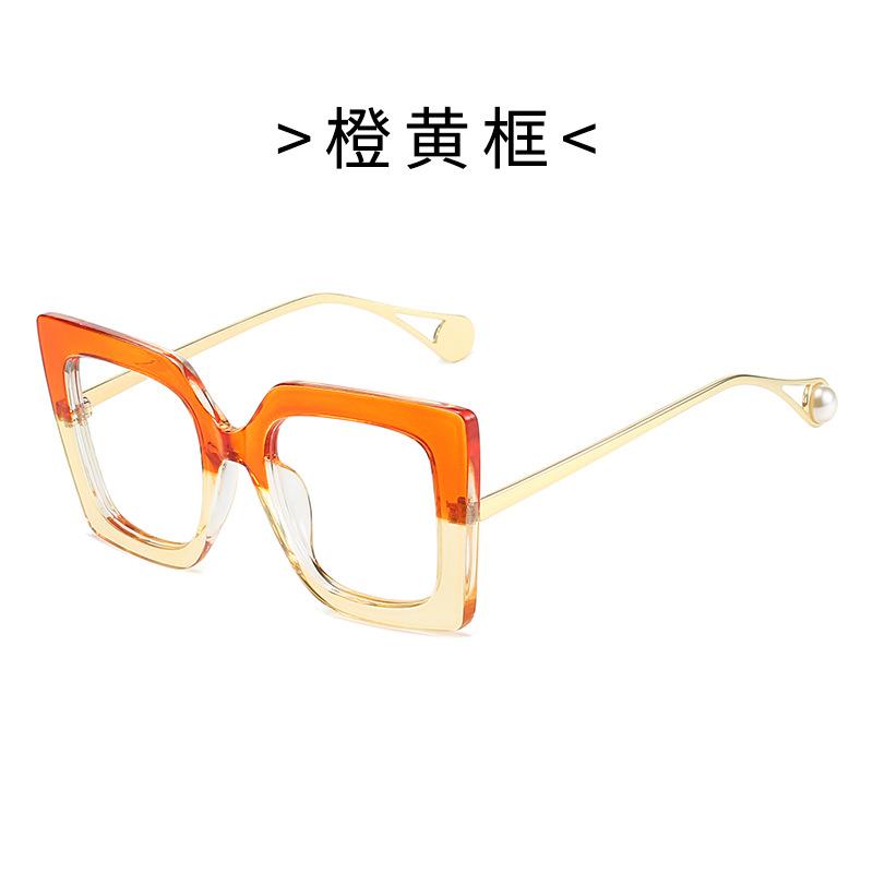 Plain lens glasses, large frame, square-shaped glasses, blue light blocking glasses, batch 1916