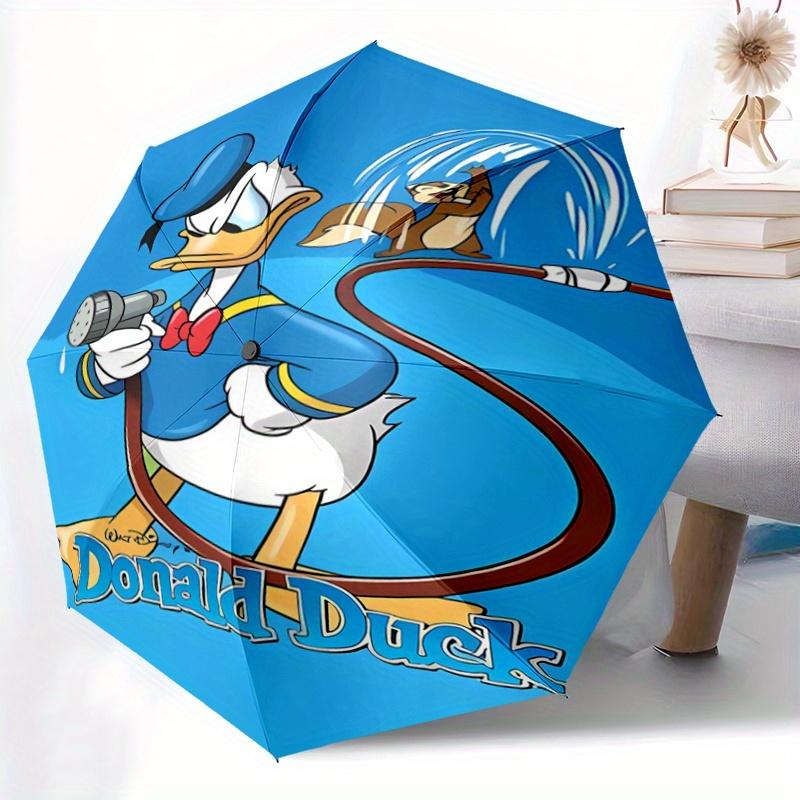 1pc Blue Donald Duck Automatic Folding Umbrella - 3 Folding Design, Vivid Cartoon Pattern, Suitable for Outdoor Activities, A Gift for Fans