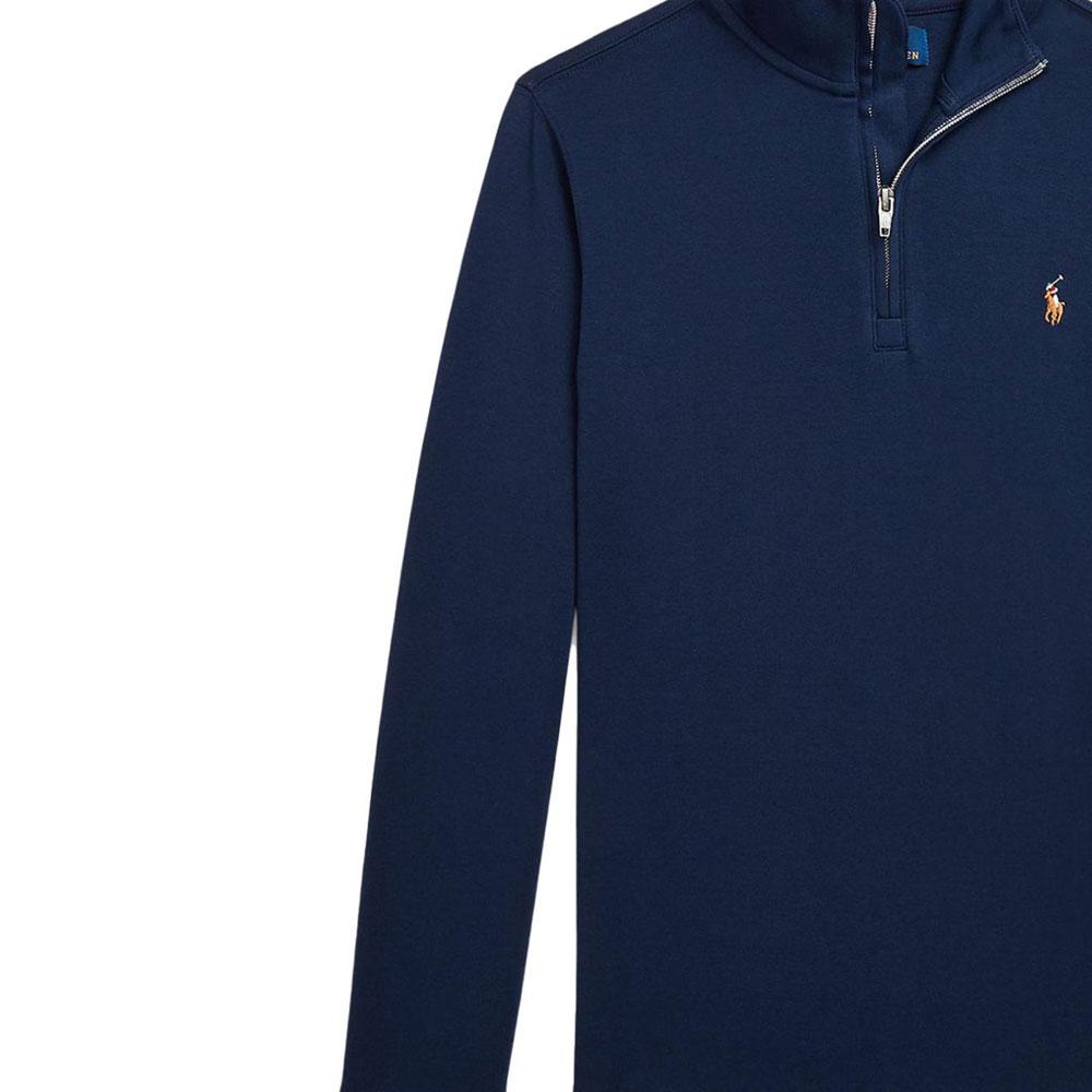 Свитер Polo Ralph Lauren Однотонный Вышивка Маленький Пони Воротник-стойка Пуловер Длинный рукав Детский свитер Темно-синий 323952436-001