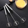 Semi-Automatic Whisk Stainless Steel Egg Beater Hand Push Rotary Egg Mixer Blender Handheld