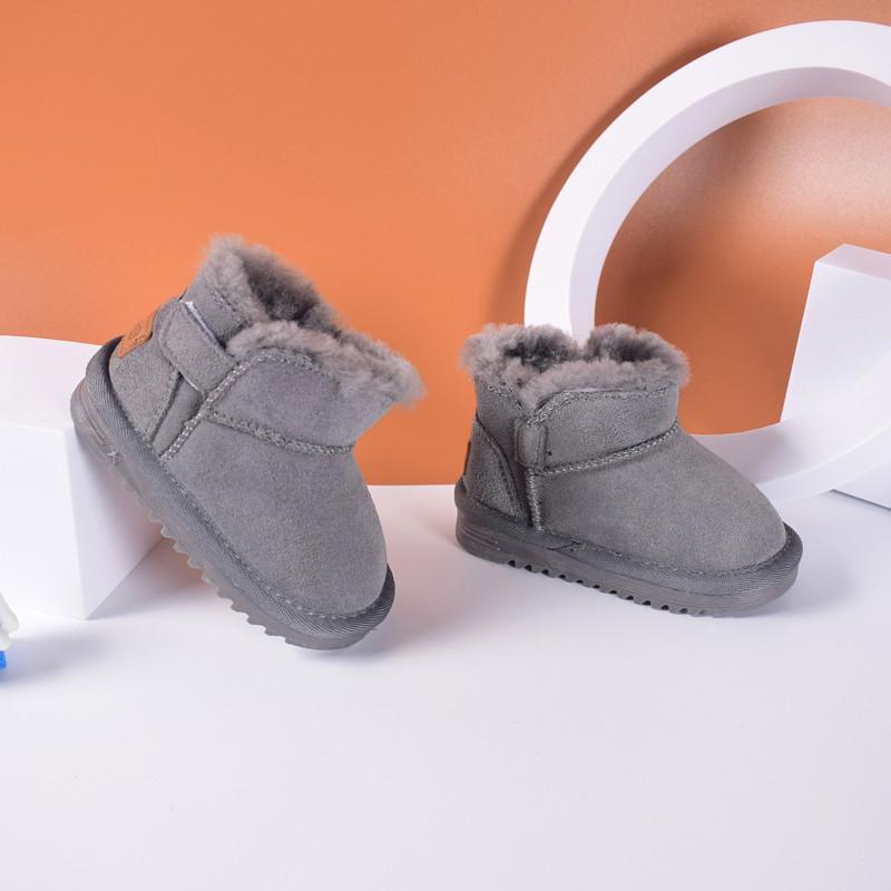 Winter Baby Snow Boots Leather Thick Plush Warm Toddler Kids Shoes Little Girls Boys Boots EU 15-25