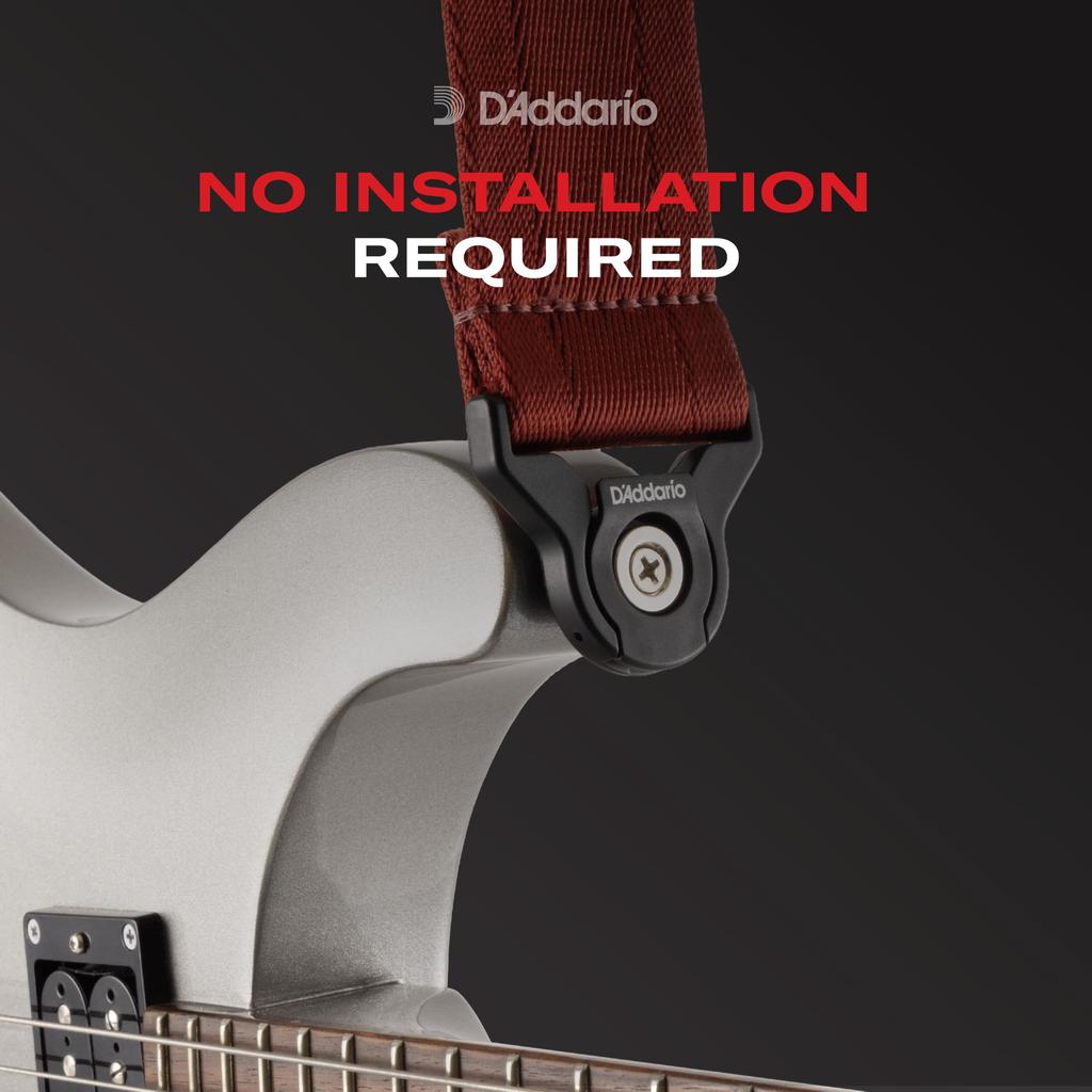 Comfort Leather Auto Lock Guitar Strap with Strap Lock Tan 25BAL01 [D'Addario] System,