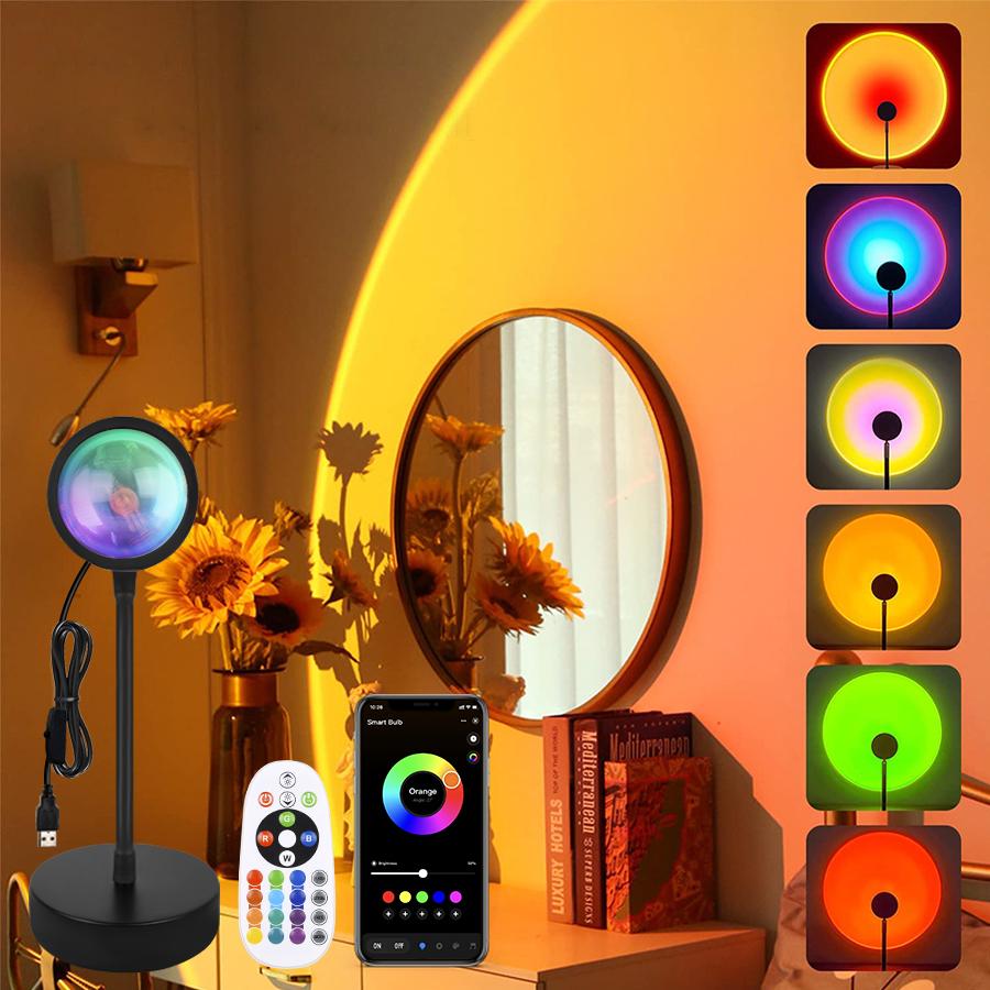 USB светодиодный проектор ночник RGB закат атмосфера ночник с пультом дистанционного управления для спальни трансляция фотография фон декор