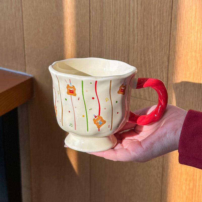Молочный фуфу милая керамическая кружка в горошек с медведем для мальчиков и девочек, подарок на день рождения, сувенир для девушки, подарочная коробка