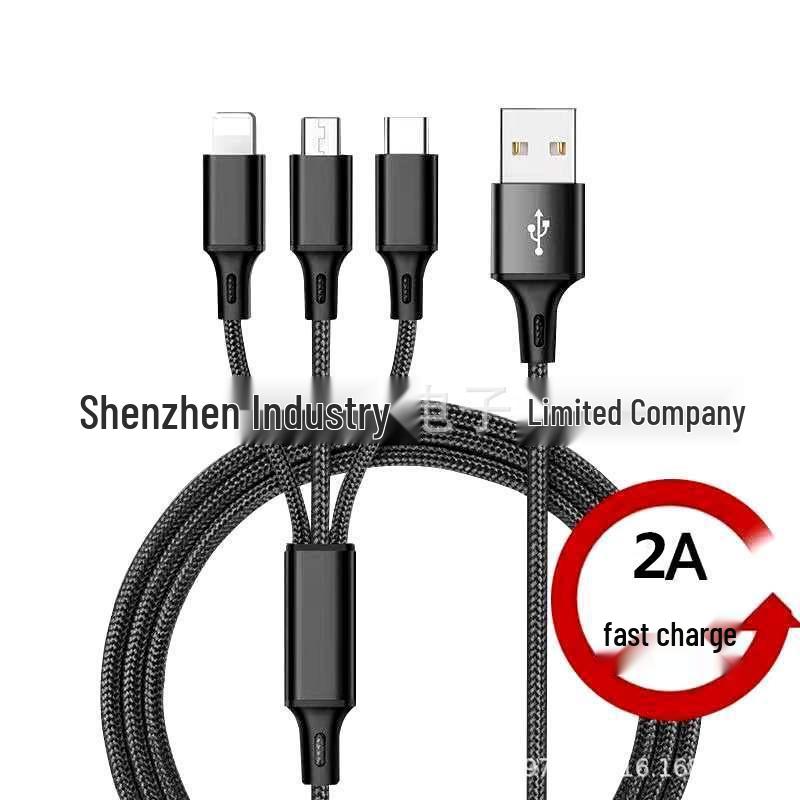 Быстрый 3-в-1 USB-кабель 100 Вт для автомобильных зарядных устройств Apple и Type-C