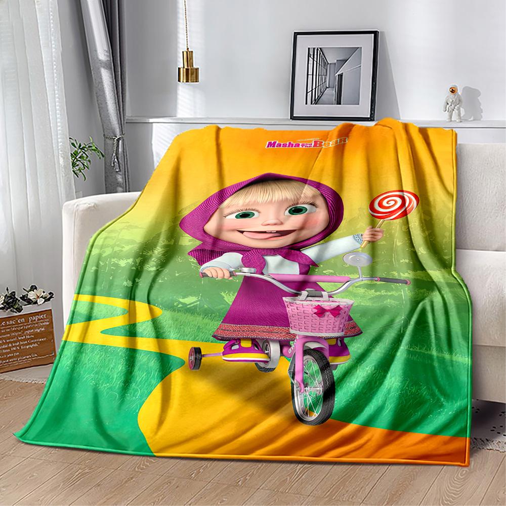 Masha Bear Blanket Warmthful Decor Suitable for Couch Picnics Office Four Seasons Multipurpose Stylish Decor Suitable for Gifting Relatives and Friend