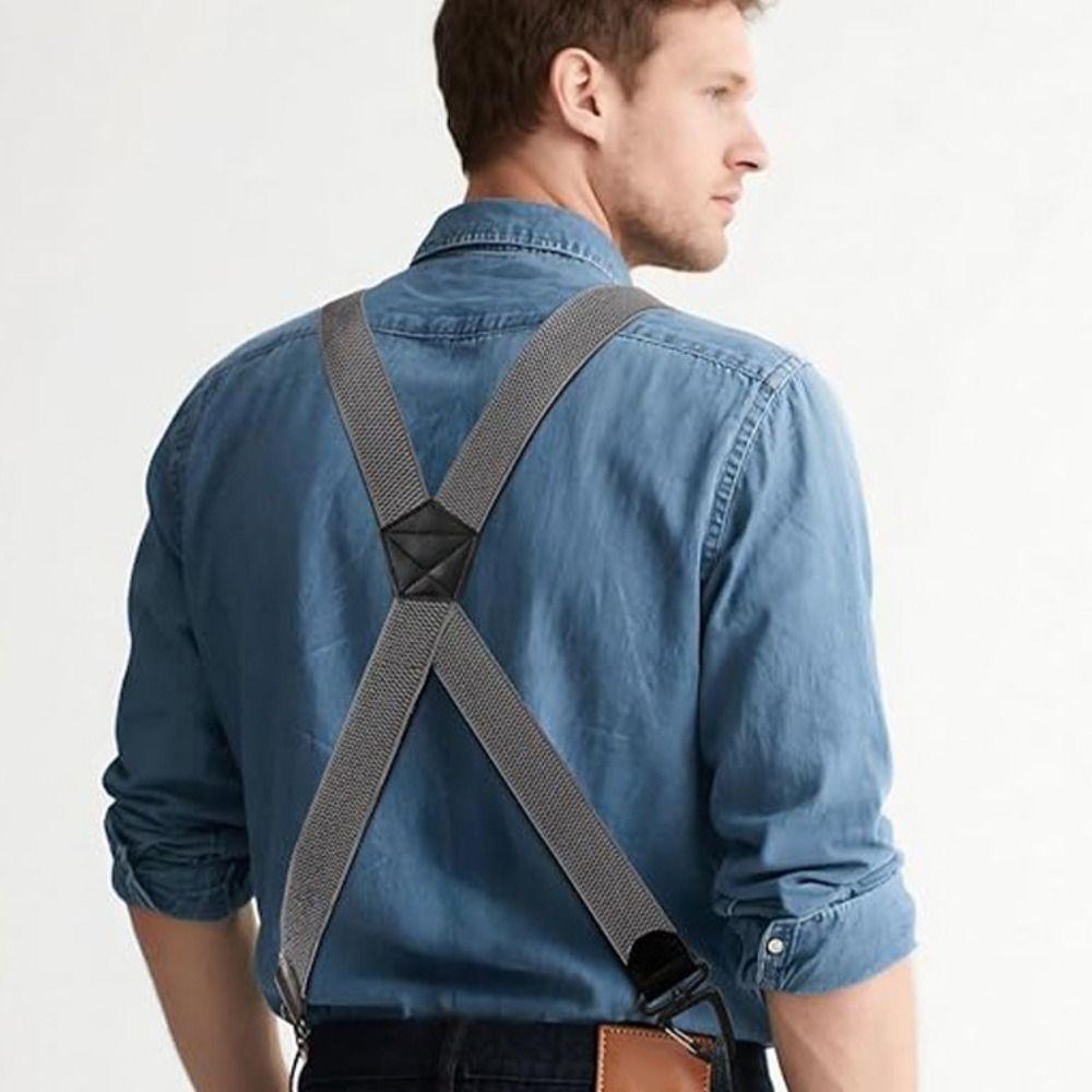 3.8cm Wide Work Suspenders Heavy Duty Anti-slip Suspenders Elastic Pants Braces Casual Wear