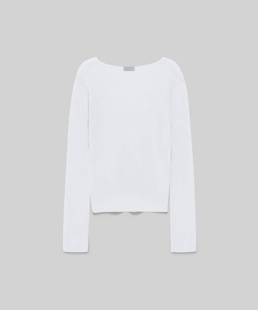 MUSINSA STANDARD WOMAN Women'S Linen Blend Ribbed V-Neck Sheer Knit [White]