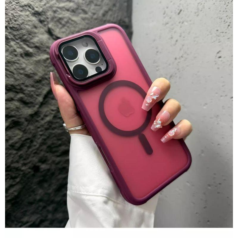 Модный чехол-подставка с магнитным креплением для iPhone 16 15 14 Plus 13 12 16 Pro Max с защитной крышкой для объектива для чехла MagSafe