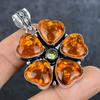 Baltic Amber, Citrine Gemstone 925 Sterling Silver Jewelry Pendant 2.64"