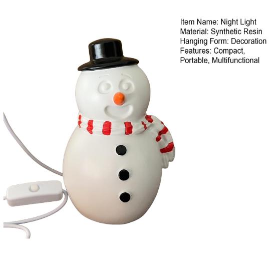 USB Powered Snowman Night Light Cute Christmas Desk Lamp with Warm Glow Holiday Decor for Office Bedroom