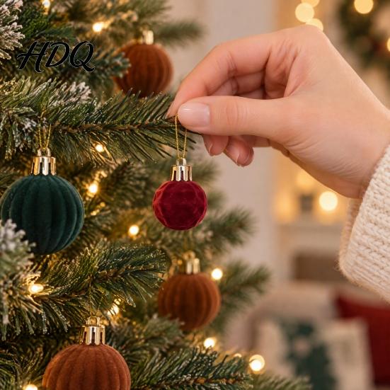 Небьющиеся Новогодние Шары 30 шт. Бархатные Рождественские Шары Декор в Винтажном Стиле Подвесные Украшения для Рождественской Елки Венок Дом