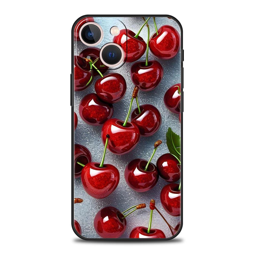 Красная вишня Чехол для телефона Для iPhone 17 16E 15 16 14 13 12 11 Pro Max 7 8 Plus Мягкий ТПУ Задняя крышка