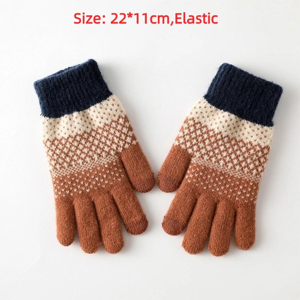 Windproof Touch Screen Gloves Thickened Wool Gloves Fashion Winter Knitted Gloves for Men Women