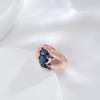 Wide Face Hollow Oval Blue Zircon Smooth Rings Women Fashion Daily Party Accessories