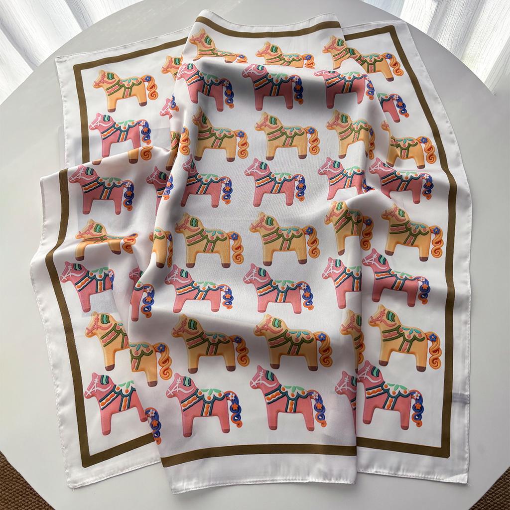 Stylish Imitation Silk Scarves Bandanas Cotton Printed Square Scarf For Women Luxury Hijab Neckerchief Elegant Shawl Wraps
