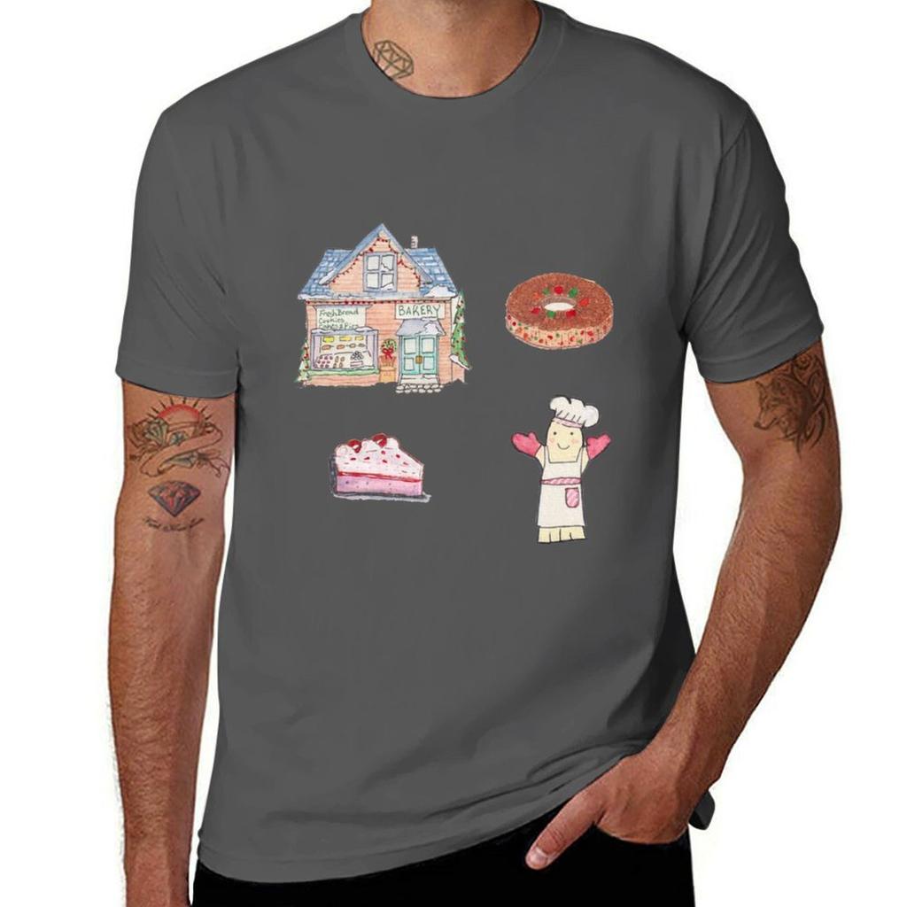 Holiday Spirit Bakery With Treats Tshirt Comfortable Basic Crew Neck Tee