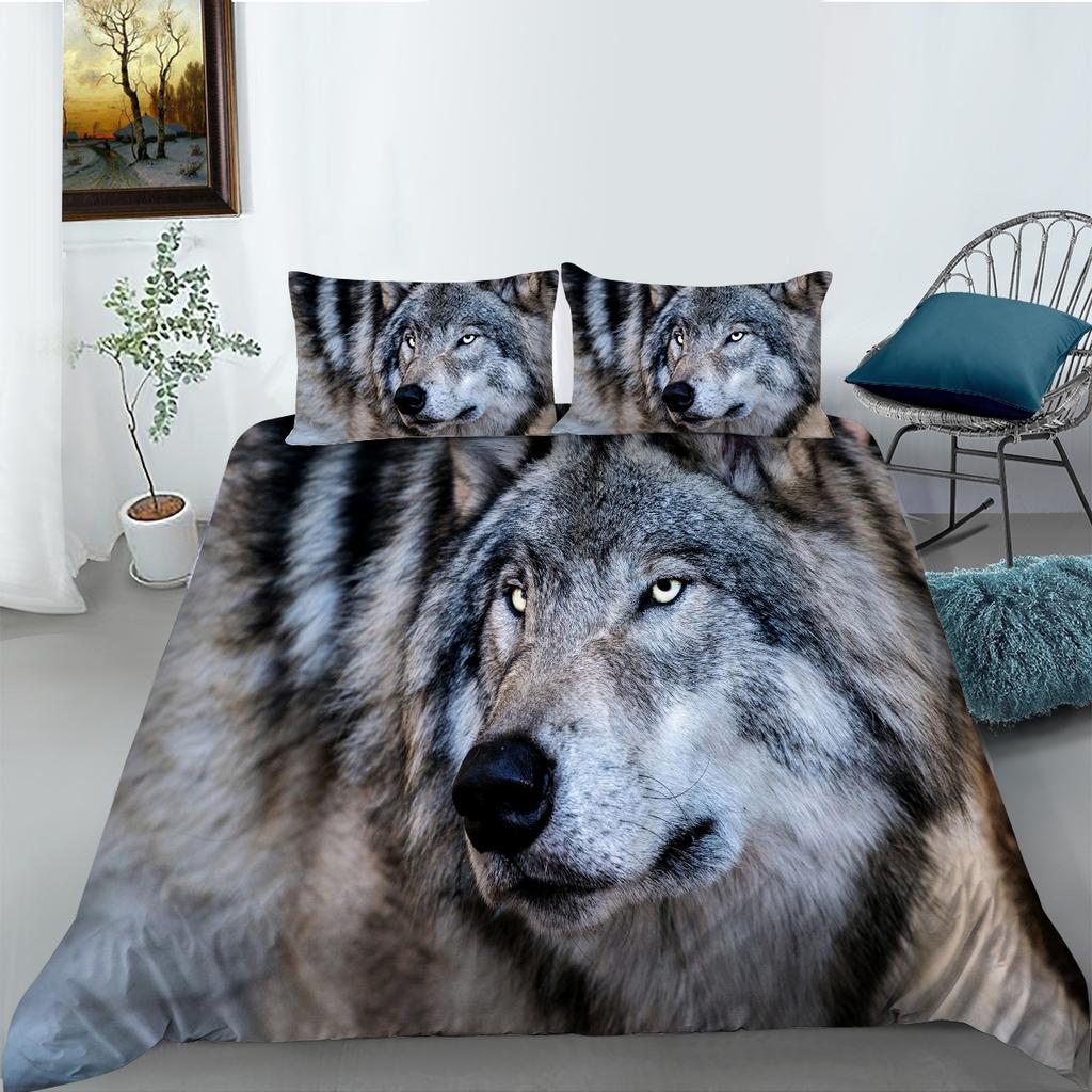 Wolf Series Polyester Bedding Two- And Three-Piece Sets Can Be Digitally Printed