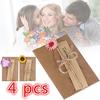 Funny Kraft Paper Handmade Dried Flowers Holiday  Greeting Cards 4 Pcs