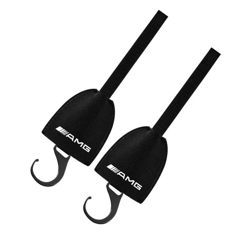 AABIG1 1/2pcs Leather Car Seat Back Hooks Portable Hanging Bag Rack Stickers For Mercedes Benz AMG W204 W213 W205 W211 W212 W176
