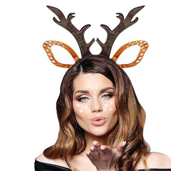 Рождественская повязка на голову, повязка на голову из рогов оленя для женщин, праздничные аксессуары для волос, плюшевый олененок, уши, рождественский костюм, аксессуар, подарок