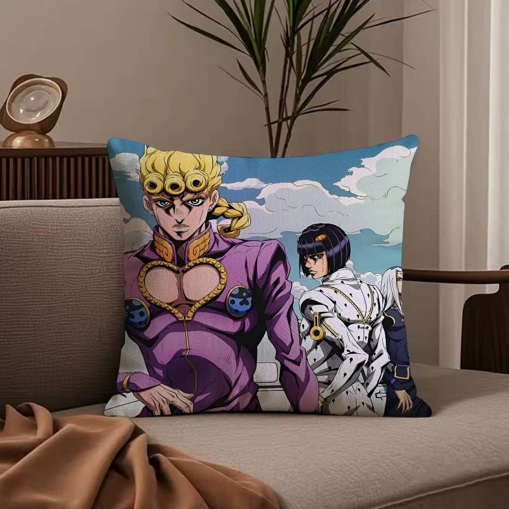 Чехол на подушку с принтом из аниме JoJo Family, пылезащитный чехол на подушку, скрытая молния, шелковистый короткий плюш, чехол на диванную подушку
