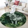 Green Wolf pattern round rug,Carpet Rug for Living Room Bedroom Playroom ,Non-slip Floor Mat,Holiday Gifts and Birthday Gifts.