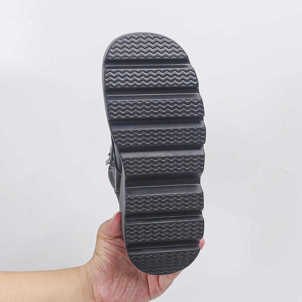 Мода Размер 35-43 Женские Готические Туфли Черные Круглый Носок Платформа Шнуровка Пряжка на Ремне Боковая Молния Ботас Полусапожки Клинья Ботильоны