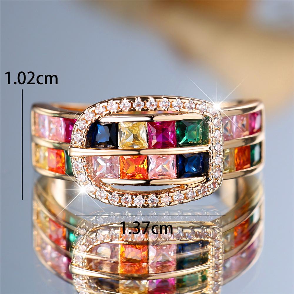 Очаровательное женское кольцо на палец с камнем радужного циркона, винтажное, золотого цвета, обручальное, свадебное украшение для женщин