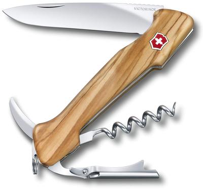 Нож сомелье VICTORINOX Wine Master Olive Wood, штопор для вина с эксклюзивным кожаным чехлом, швейцарский многофункциональный инструмент с 6 функциями []