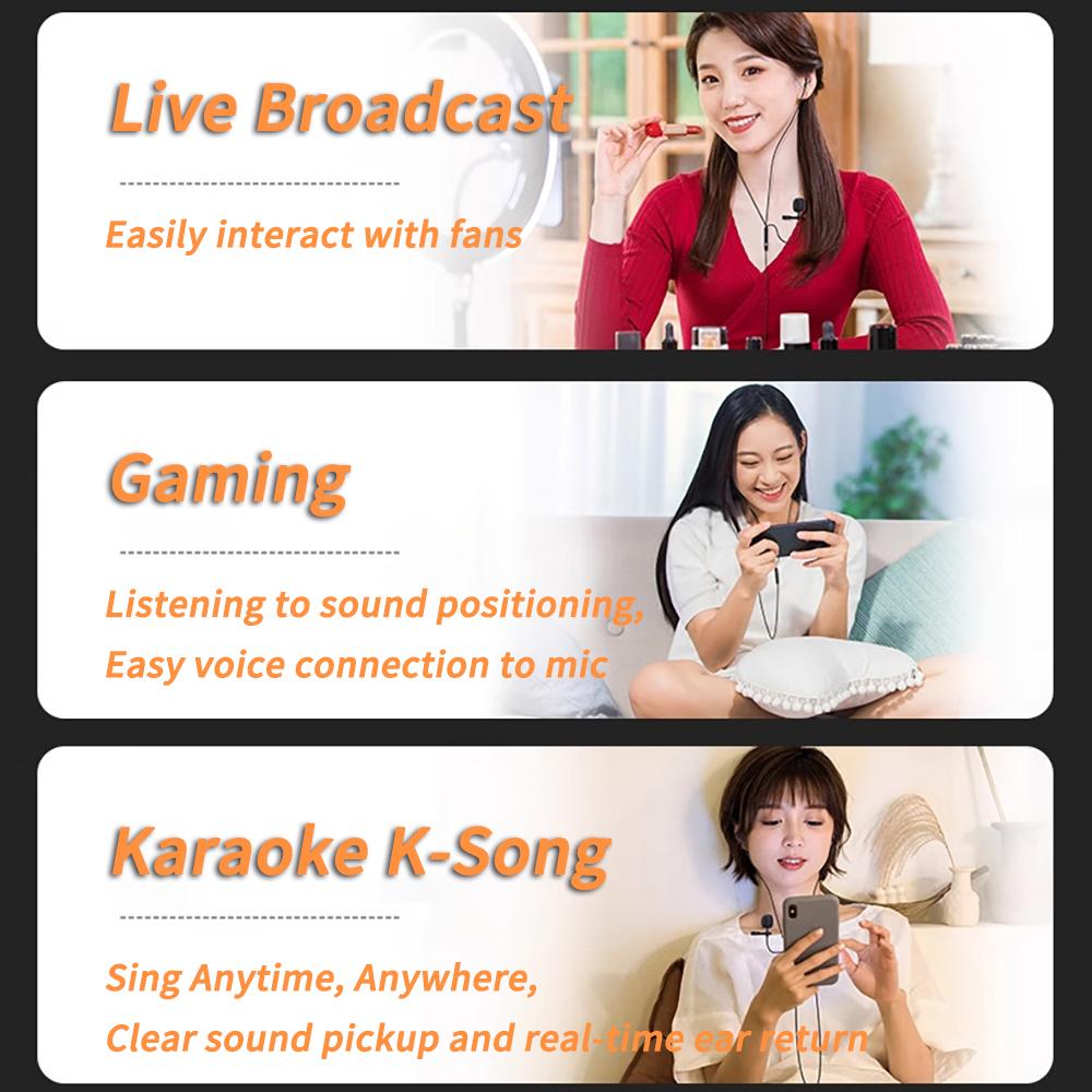 2-метровые проводные наушники для караоке с прямой трансляцией, 9D HiFi, мощные басы, два микрофона, гарнитура, 3,5 мм AUX/Type-C, цифровые внутриканальные наушники с чипом