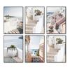 Coastal Greek Island Landscape Travel Poster Santorini Mykonos Print Canvas Printing Modern Wall Art Picture for Room Home Decor