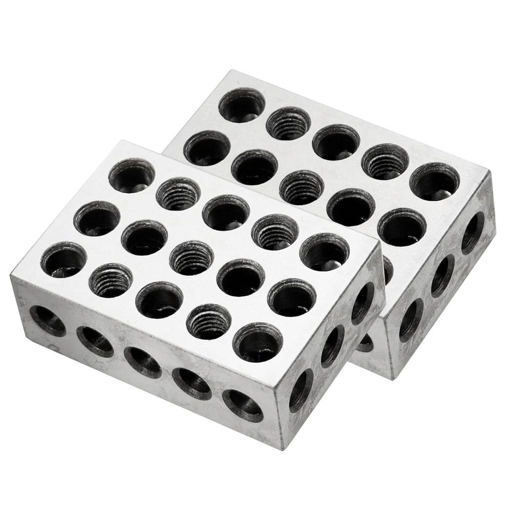 Ultra Precision 1-2-3 Blocks Set with Screw Matched Pair 23 Holes .0001" Squareness Hardened Steel 1"x2"x3" Blocks Set Setup Blocks Industrial