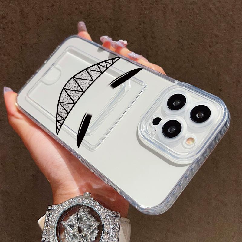 Card Slot Holder Silicone Wallet Pocket Case For iPhone 14 16 15 Max Infinix Note 30 Xiaomi 11T 13T 14T Samsung S23 S24 S25 Cover Clear Phone Bumper