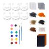 6Pcs Cat Masque Kit DIY Hand Painting Blank Cat Masque with Fur Eye Mesh Felt Sheet Furry Animal Therian Masquerade Accessory