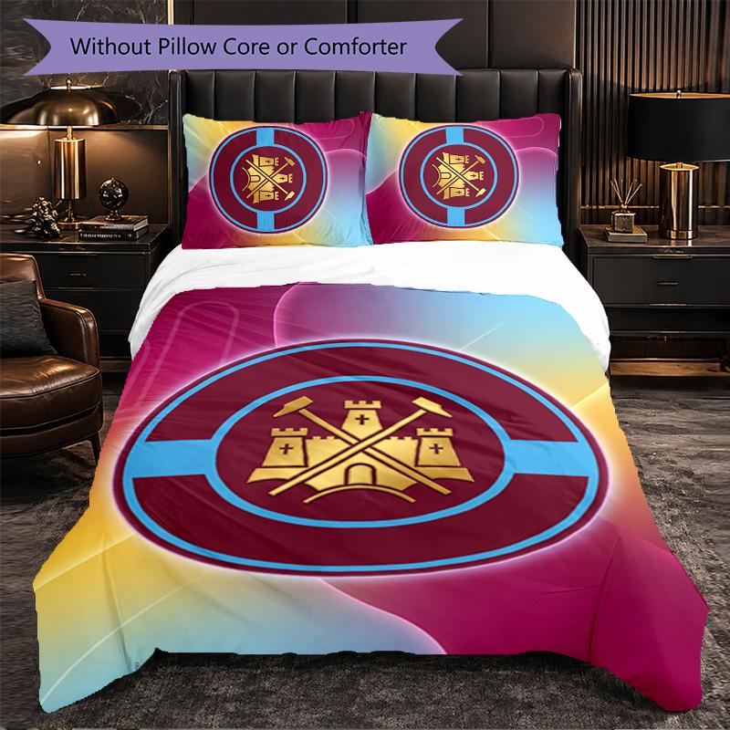 Футбольный комплект постельного белья West Ham United из 3 предметов Мягкий комплект с пододеяльником и наволочками Напечатанный комплект для декора спальни для дома