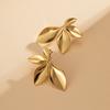 Модные серьги-гвоздики из нержавеющей стали в виде цветов и листьев, яркие, гипоаллергенные, водостойкие, с текстурой, ювелирные изделия