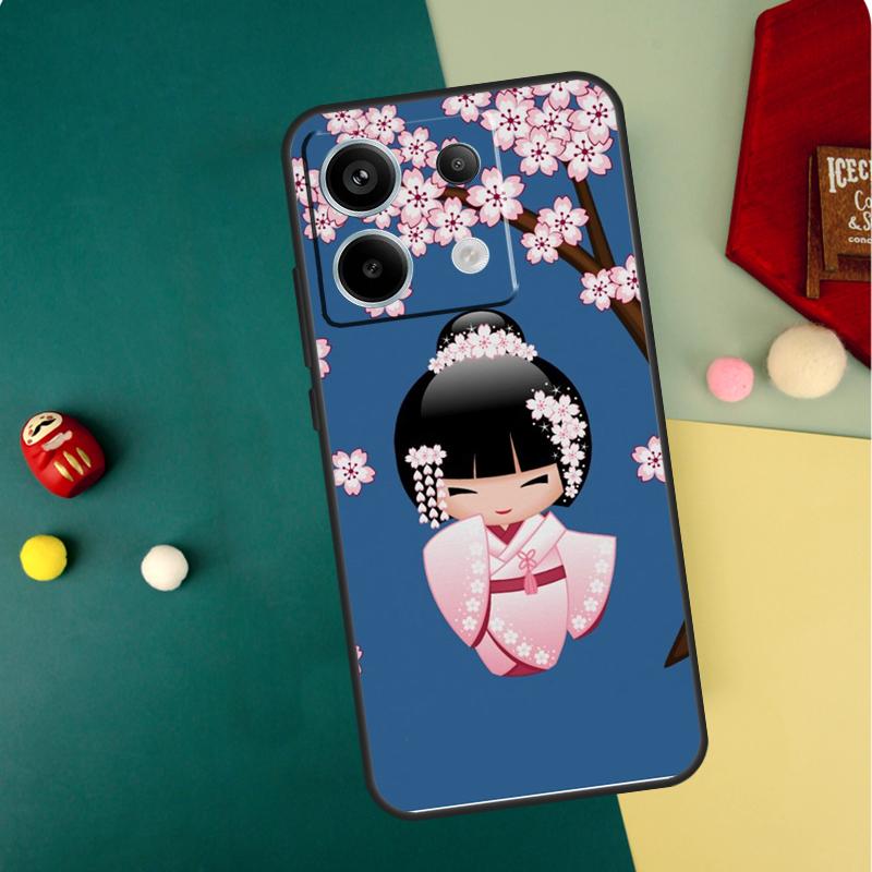 Japanese Geisha Kokeshi Doll Case For Redmi Note 13 Pro Plus 9 10 11 12 Pro 10S 11S 12S Redmi 13C 10A 9C 10C 12C Cover