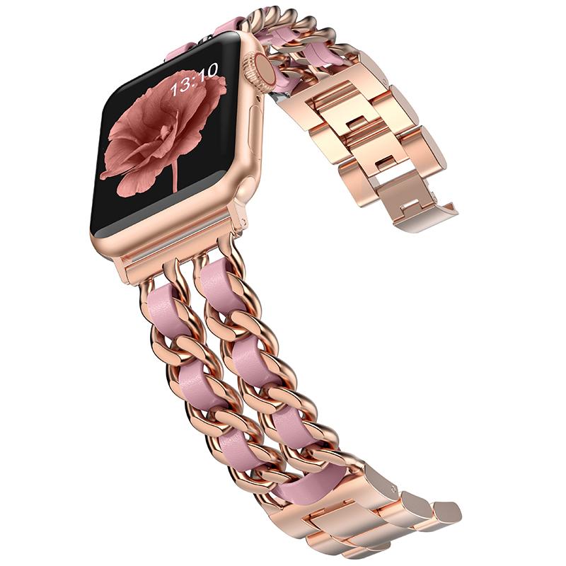 Браслет с кубинскими звеньями для Apple Watch, ремешок 40 мм, 41 мм, 38 мм, 44 мм, 45 мм, 42 мм, трендовый металлический браслет, браслет iWatch серии 3, 4, 5, 6, se 7, ремешок