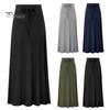 Юбка макси с эластичной завышенной талией, регулируемая длинная юбка с завязками, однотонная, с боковыми разрезами, эластичная юбка А-силуэта