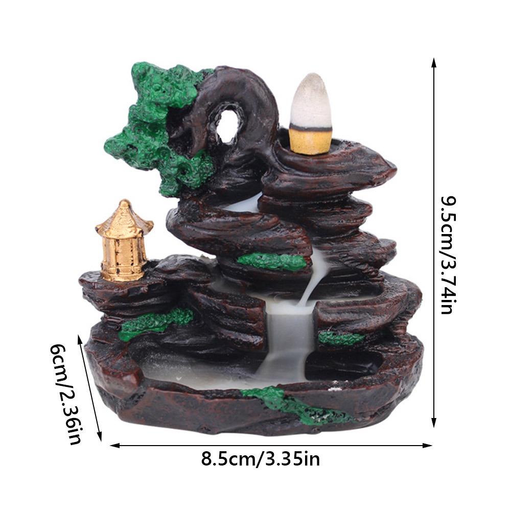 Resin Backflow Incense Burner Mountains River Waterfall Design Waterfall Incense Holder Sandalwood Stand Fragrance Holder
