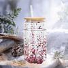 Bamboo Lids Mason Jar Cups 16oz(450ml) Capacity Break-Resistant Drinking Tumbler Double Layers Snow Globe Tumbler Wedding Party