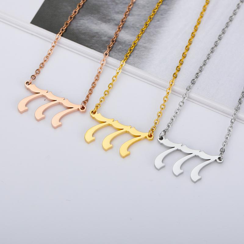 Angel Number Necklaces For Women 111 222 333 555 666 777 888 999 444 Devil Necklace Stainless Steel Pendant Men Bff Goth Jewelry