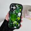 Эстетичный Чехол для Телефона с Камнями для iPhone 17 16 15 14 13 12 11 Air Pro Max Plus Волнистый Край ТПУ Цветной Чехол Cover Роскошный
