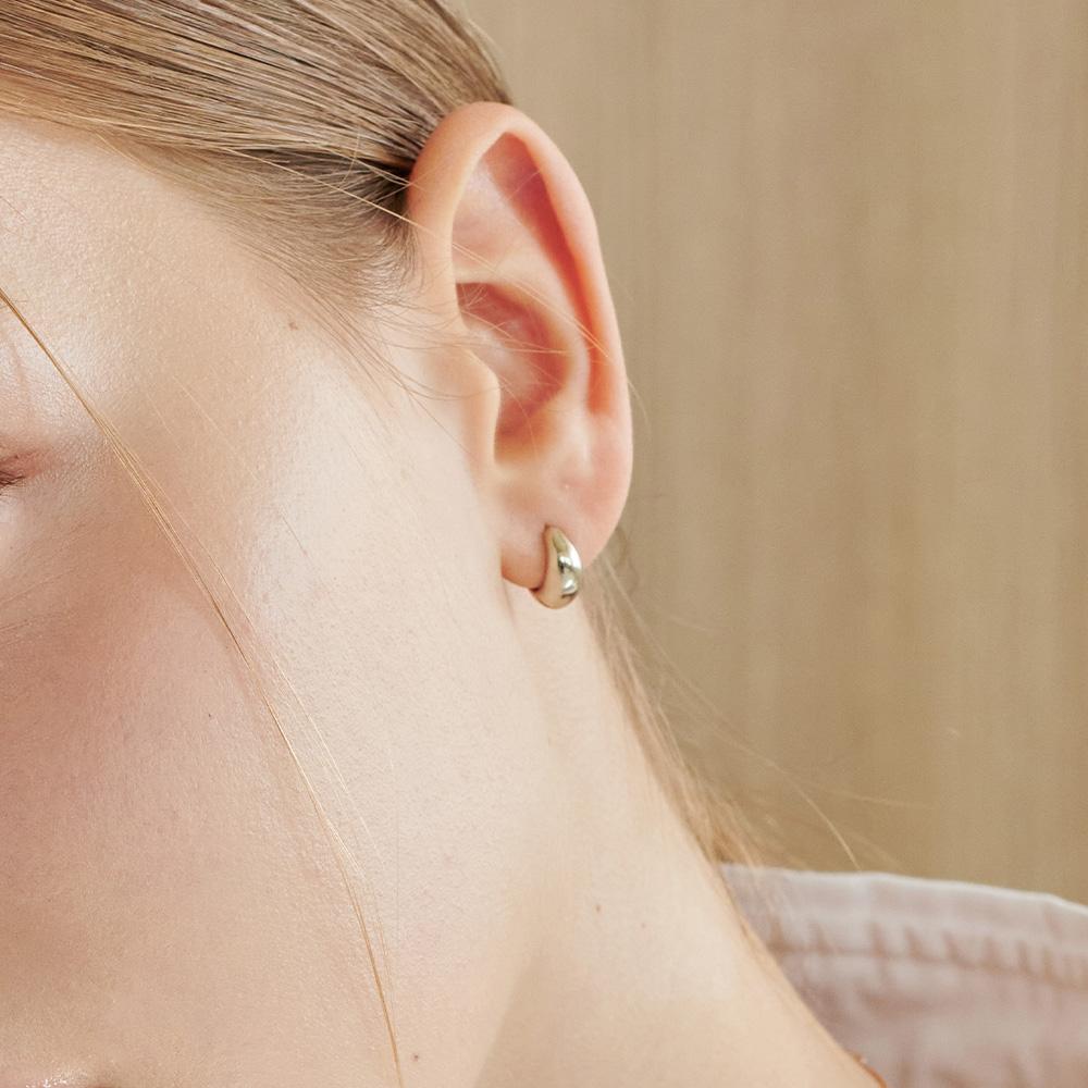 Loveenb [14K Gold] Two-Tone Volume One-Touch Earrings (Reversible)