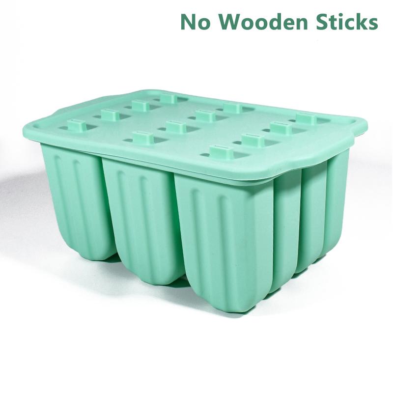 12 Форм для мороженого подряд Легко извлекаемые Силиконовые формы для эскимо для морозильной камеры Домашний лед с крышкой Кухонный десерт