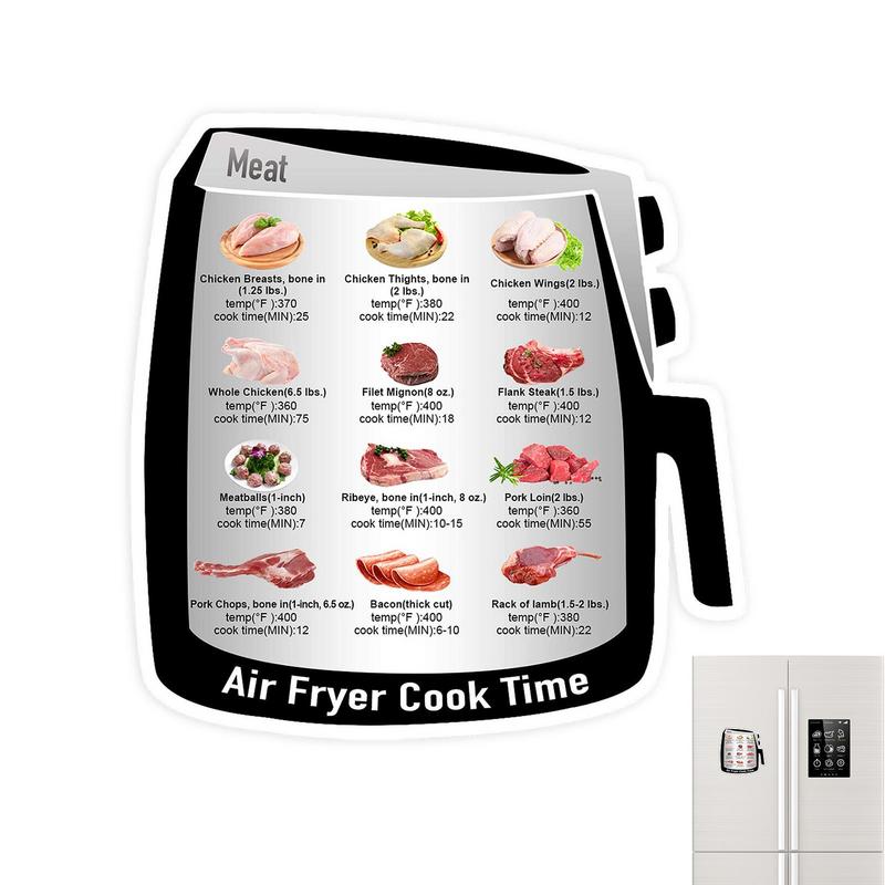 Магнитный справочник по времени приготовления в аэрофритюрнице Quick Reference Guide Frying Magnet Chart Кухонный справочник Кулинарная книга